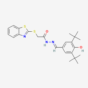 2-(1,3-benzothiazol-2-ylsulfanyl)-N'-[(E)-(3,5-di-tert-butyl-4-hydroxyphenyl)methylidene]acetohydrazide