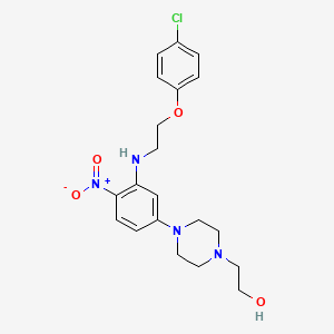 molecular formula C20H25ClN4O4 B11695880 2-[4-(3-{[2-(4-Chlorophenoxy)ethyl]amino}-4-nitrophenyl)piperazin-1-yl]ethanol 