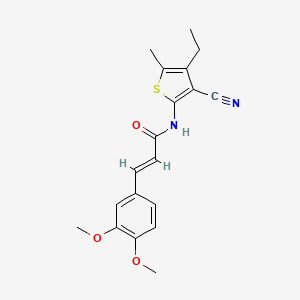 (2E)-N-(3-cyano-4-ethyl-5-methylthiophen-2-yl)-3-(3,4-dimethoxyphenyl)prop-2-enamide