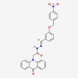 molecular formula C29H22N4O5 B11695925 N'-[(E)-{3-[(4-nitrobenzyl)oxy]phenyl}methylidene]-2-(9-oxoacridin-10(9H)-yl)acetohydrazide 