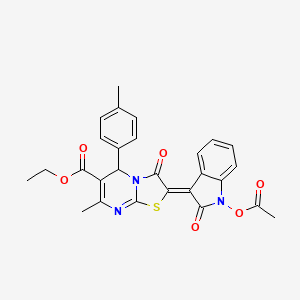 ethyl (2Z)-2-[1-(acetyloxy)-2-oxo-1,2-dihydro-3H-indol-3-ylidene]-7-methyl-5-(4-methylphenyl)-3-oxo-2,3-dihydro-5H-[1,3]thiazolo[3,2-a]pyrimidine-6-carboxylate