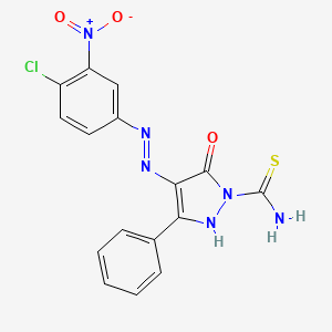 (4Z)-4-[2-(4-chloro-3-nitrophenyl)hydrazinylidene]-5-oxo-3-phenyl-4,5-dihydro-1H-pyrazole-1-carbothioamide