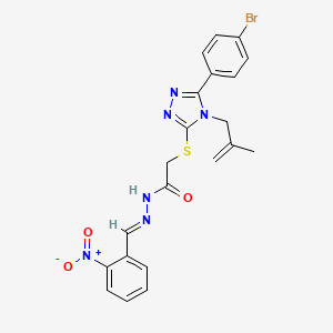 molecular formula C21H19BrN6O3S B11695946 2-{[5-(4-bromophenyl)-4-(2-methyl-2-propenyl)-4H-1,2,4-triazol-3-yl]sulfanyl}-N'-[(E)-(2-nitrophenyl)methylidene]acetohydrazide CAS No. 330838-31-8