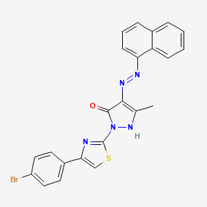 molecular formula C23H16BrN5OS B11695950 (4Z)-2-[4-(4-bromophenyl)-1,3-thiazol-2-yl]-5-methyl-4-[2-(naphthalen-1-yl)hydrazinylidene]-2,4-dihydro-3H-pyrazol-3-one 