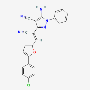 molecular formula C23H14ClN5O B11695985 5-amino-3-{(Z)-2-[5-(4-chlorophenyl)furan-2-yl]-1-cyanoethenyl}-1-phenyl-1H-pyrazole-4-carbonitrile 