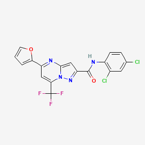 molecular formula C18H9Cl2F3N4O2 B11696063 N-(2,4-dichlorophenyl)-5-(furan-2-yl)-7-(trifluoromethyl)pyrazolo[1,5-a]pyrimidine-2-carboxamide 