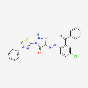 (4Z)-4-{2-[4-chloro-2-(phenylcarbonyl)phenyl]hydrazinylidene}-5-methyl-2-(4-phenyl-1,3-thiazol-2-yl)-2,4-dihydro-3H-pyrazol-3-one