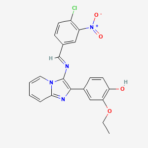 molecular formula C22H17ClN4O4 B11696087 4-(3-{[(E)-(4-chloro-3-nitrophenyl)methylidene]amino}imidazo[1,2-a]pyridin-2-yl)-2-ethoxyphenol 