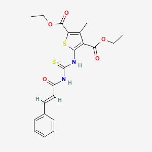 molecular formula C21H22N2O5S2 B11696097 diethyl 3-methyl-5-({[(2E)-3-phenylprop-2-enoyl]carbamothioyl}amino)thiophene-2,4-dicarboxylate 