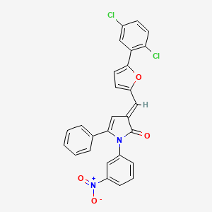 molecular formula C27H16Cl2N2O4 B11696113 (3E)-3-{[5-(2,5-dichlorophenyl)furan-2-yl]methylidene}-1-(3-nitrophenyl)-5-phenyl-1,3-dihydro-2H-pyrrol-2-one 