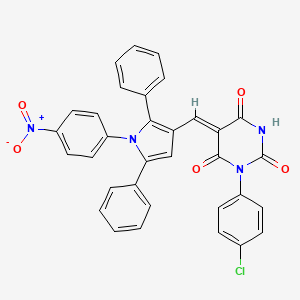 (5Z)-1-(4-chlorophenyl)-5-{[1-(4-nitrophenyl)-2,5-diphenyl-1H-pyrrol-3-yl]methylidene}pyrimidine-2,4,6(1H,3H,5H)-trione