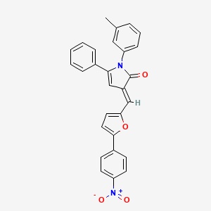 molecular formula C28H20N2O4 B11696137 (3E)-1-(3-methylphenyl)-3-{[5-(4-nitrophenyl)furan-2-yl]methylidene}-5-phenyl-1,3-dihydro-2H-pyrrol-2-one 