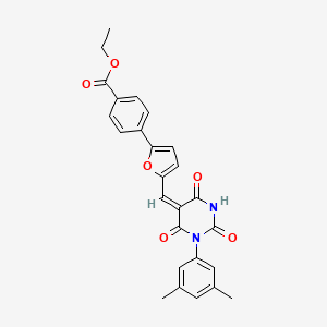 ethyl 4-(5-{(E)-[1-(3,5-dimethylphenyl)-4-hydroxy-2,6-dioxo-1,6-dihydropyrimidin-5(2H)-ylidene]methyl}furan-2-yl)benzoate