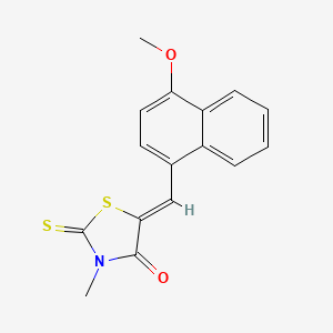 molecular formula C16H13NO2S2 B11696162 (5Z)-5-[(4-methoxynaphthalen-1-yl)methylidene]-3-methyl-2-sulfanylidene-1,3-thiazolidin-4-one 