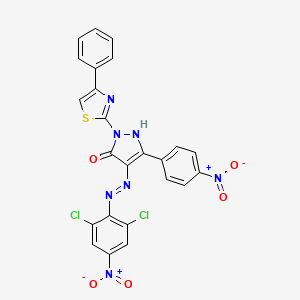 (4Z)-4-[2-(2,6-dichloro-4-nitrophenyl)hydrazinylidene]-5-(4-nitrophenyl)-2-(4-phenyl-1,3-thiazol-2-yl)-2,4-dihydro-3H-pyrazol-3-one