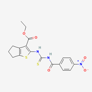 ethyl 2-({[(4-nitrophenyl)carbonyl]carbamothioyl}amino)-5,6-dihydro-4H-cyclopenta[b]thiophene-3-carboxylate