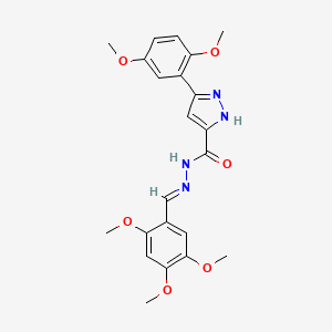 molecular formula C22H24N4O6 B11696218 3-(2,5-DI-Meo-PH)-N'-(2,4,5-trimethoxybenzylidene)-1H-pyrazole-5-carbohydrazide 