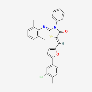 molecular formula C29H23ClN2O2S B11696222 (2Z,5Z)-5-{[5-(3-chloro-4-methylphenyl)furan-2-yl]methylidene}-2-[(2,6-dimethylphenyl)imino]-3-phenyl-1,3-thiazolidin-4-one 