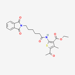 molecular formula C24H26N2O6S B11696223 ethyl 5-acetyl-2-[6-(1,3-dioxo-2,3-dihydro-1H-isoindol-2-yl)hexanamido]-4-methylthiophene-3-carboxylate 