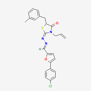 molecular formula C25H22ClN3O2S B11696240 3-Allyl-2-(((5-(4-chlorophenyl)furan-2-yl)methylene)hydrazono)-5-(3-methylbenzyl)thiazolidin-4-one CAS No. 290839-64-4