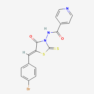 molecular formula C16H10BrN3O2S2 B11696271 N-[5-(4-Bromo-benzylidene)-4-oxo-2-thioxo-thiazolidin-3-yl]-isonicotinamide 