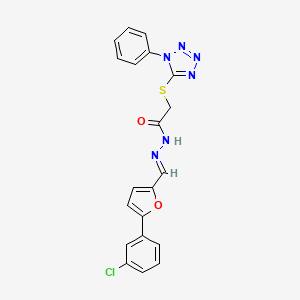 molecular formula C20H15ClN6O2S B11696291 N'-{(E)-[5-(3-chlorophenyl)furan-2-yl]methylidene}-2-[(1-phenyl-1H-tetrazol-5-yl)sulfanyl]acetohydrazide 