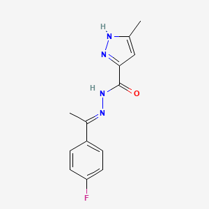 molecular formula C13H13FN4O B11696303 N'-[(1E)-1-(4-fluorophenyl)ethylidene]-3-methyl-1H-pyrazole-5-carbohydrazide 