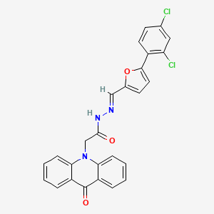 molecular formula C26H17Cl2N3O3 B11696345 N'-{(E)-[5-(2,4-dichlorophenyl)furan-2-yl]methylidene}-2-(9-oxoacridin-10(9H)-yl)acetohydrazide 