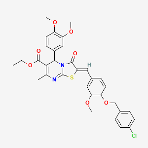 ethyl (2Z)-2-{4-[(4-chlorobenzyl)oxy]-3-methoxybenzylidene}-5-(3,4-dimethoxyphenyl)-7-methyl-3-oxo-2,3-dihydro-5H-[1,3]thiazolo[3,2-a]pyrimidine-6-carboxylate