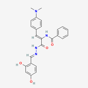 N-{(1Z)-3-[(2E)-2-(2,4-dihydroxybenzylidene)hydrazinyl]-1-[4-(dimethylamino)phenyl]-3-oxoprop-1-en-2-yl}benzamide