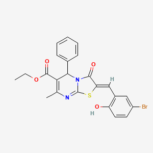 molecular formula C23H19BrN2O4S B11696436 ethyl (2Z)-2-(5-bromo-2-hydroxybenzylidene)-7-methyl-3-oxo-5-phenyl-2,3-dihydro-5H-[1,3]thiazolo[3,2-a]pyrimidine-6-carboxylate 