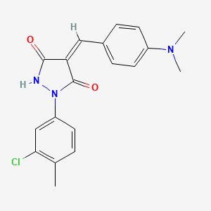 molecular formula C19H18ClN3O2 B11696447 (4Z)-1-(3-chloro-4-methylphenyl)-4-[4-(dimethylamino)benzylidene]pyrazolidine-3,5-dione 