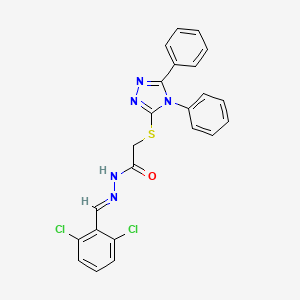 molecular formula C23H17Cl2N5OS B11696457 N'-[(E)-(2,6-dichlorophenyl)methylidene]-2-[(4,5-diphenyl-4H-1,2,4-triazol-3-yl)sulfanyl]acetohydrazide 