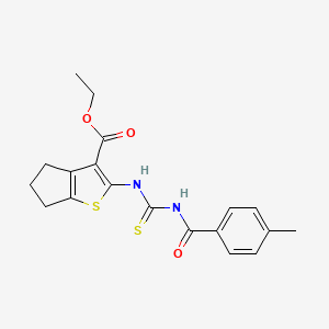 molecular formula C19H20N2O3S2 B11696518 ethyl 2-({[(4-methylphenyl)carbonyl]carbamothioyl}amino)-5,6-dihydro-4H-cyclopenta[b]thiophene-3-carboxylate 