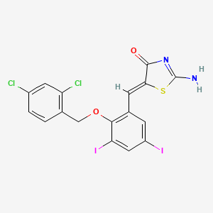 (5Z)-5-{2-[(2,4-dichlorobenzyl)oxy]-3,5-diiodobenzylidene}-2-imino-1,3-thiazolidin-4-one