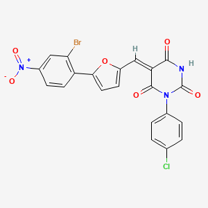 (5Z)-5-{[5-(2-bromo-4-nitrophenyl)furan-2-yl]methylidene}-3-(4-chlorophenyl)-6-hydroxypyrimidine-2,4(3H,5H)-dione