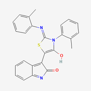 (3Z)-3-{(2Z)-3-(2-methylphenyl)-2-[(2-methylphenyl)imino]-4-oxo-1,3-thiazolidin-5-ylidene}-1,3-dihydro-2H-indol-2-one