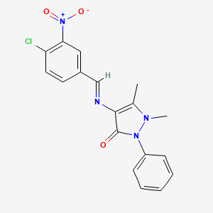 4-{[(4-Chloro-3-nitrophenyl)methylidene]amino}-1,5-dimethyl-2-phenyl-2,3-dihydro-1H-pyrazol-3-one