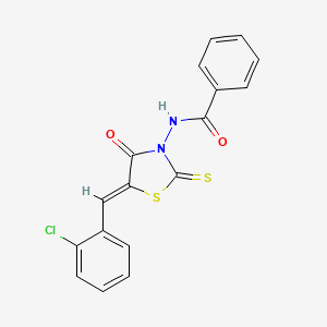 molecular formula C17H11ClN2O2S2 B11696628 N-[(5Z)-5-[(2-chlorophenyl)methylidene]-4-oxo-2-sulfanylidene-1,3-thiazolidin-3-yl]benzamide 