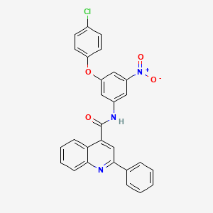 molecular formula C28H18ClN3O4 B11696687 N-[3-(4-chlorophenoxy)-5-nitrophenyl]-2-phenylquinoline-4-carboxamide 