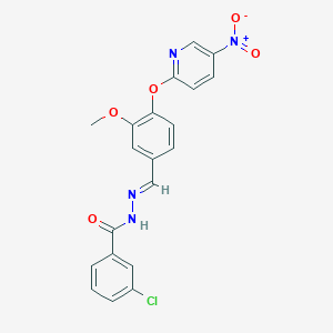 3-chloro-N'-[(E)-{3-methoxy-4-[(5-nitropyridin-2-yl)oxy]phenyl}methylidene]benzohydrazide