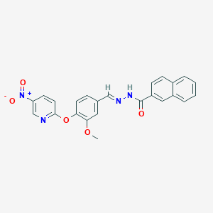 N'-[(E)-{3-methoxy-4-[(5-nitropyridin-2-yl)oxy]phenyl}methylidene]naphthalene-2-carbohydrazide