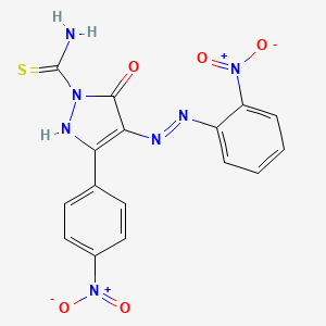 (4Z)-3-(4-nitrophenyl)-4-[(2-nitrophenyl)hydrazinylidene]-5-oxopyrazole-1-carbothioamide