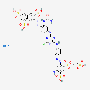molecular formula C40H66N14O9S1 B1169674 Sodium;7-[[4-[[4-[4-[[5-amino-4-sulfo-2-(2-sulfoethoxysulfonyl)phenyl]diazenyl]anilino]-6-chloro-1,3,5-triazin-2-yl]amino]-2-(carbamoylamino)phenyl]diazenyl]naphthalene-1,3,6-trisulfonic acid CAS No. 171599-84-1