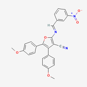 4,5-bis(4-methoxyphenyl)-2-{[(E)-(3-nitrophenyl)methylidene]amino}furan-3-carbonitrile