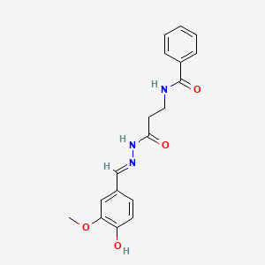 molecular formula C18H19N3O4 B11696795 N-(2-{N'-[(E)-(4-Hydroxy-3-methoxyphenyl)methylidene]hydrazinecarbonyl}ethyl)benzamide 