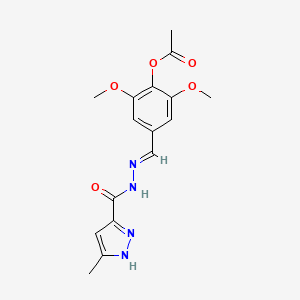 2,6-Dimethoxy-4-[(E)-{[(3-methyl-1H-pyrazol-5-YL)formamido]imino}methyl]phenyl acetate