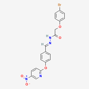 2-(4-bromophenoxy)-N'-[(E)-{4-[(5-nitropyridin-2-yl)oxy]phenyl}methylidene]acetohydrazide