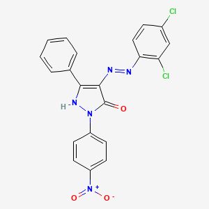 (4E)-4-[2-(2,4-dichlorophenyl)hydrazinylidene]-2-(4-nitrophenyl)-5-phenyl-2,4-dihydro-3H-pyrazol-3-one