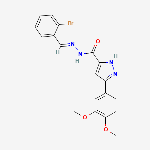 molecular formula C19H17BrN4O3 B11696882 N'-(2-Bromobenzylidene)-3-(3,4-dimethoxyphenyl)-1H-pyrazole-5-carbohydrazide 